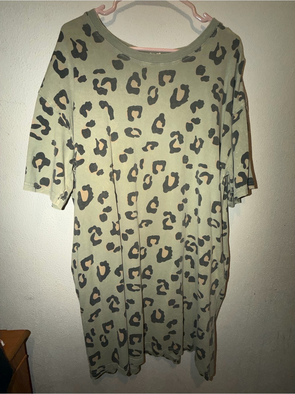 easel Olive Green Leopard Print dress